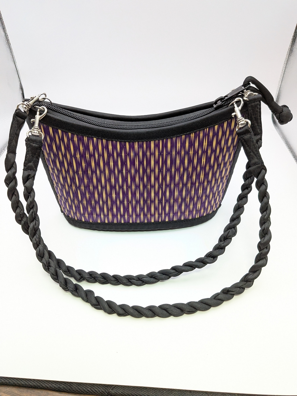 Baskets of Cambodia Purple Straw Woven Hobo Shoulder Bag Handbag Boho Artisan